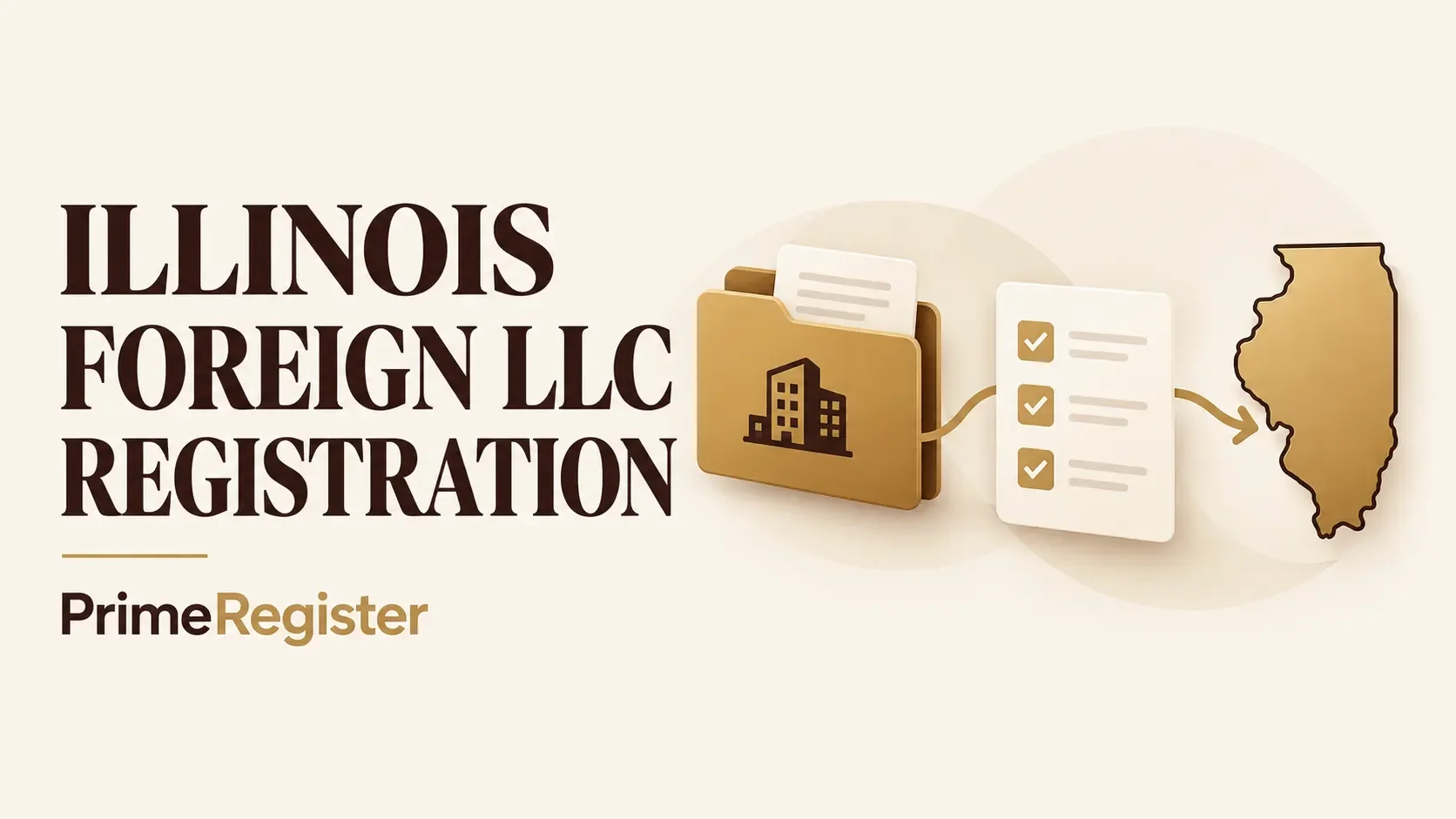 An existing company folder connecting to an Illinois outline through an admission checklist.
