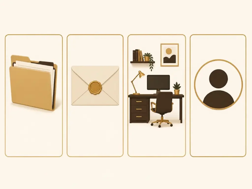 Four cards distinguish the registered office, mailing address, operating location and owner residence.