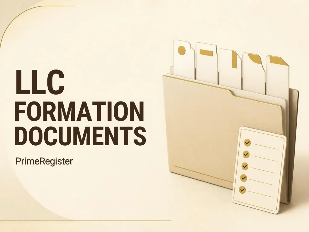 A neatly organized folder with five distinct document tabs, beside a small checklist; no imitation official documents.
