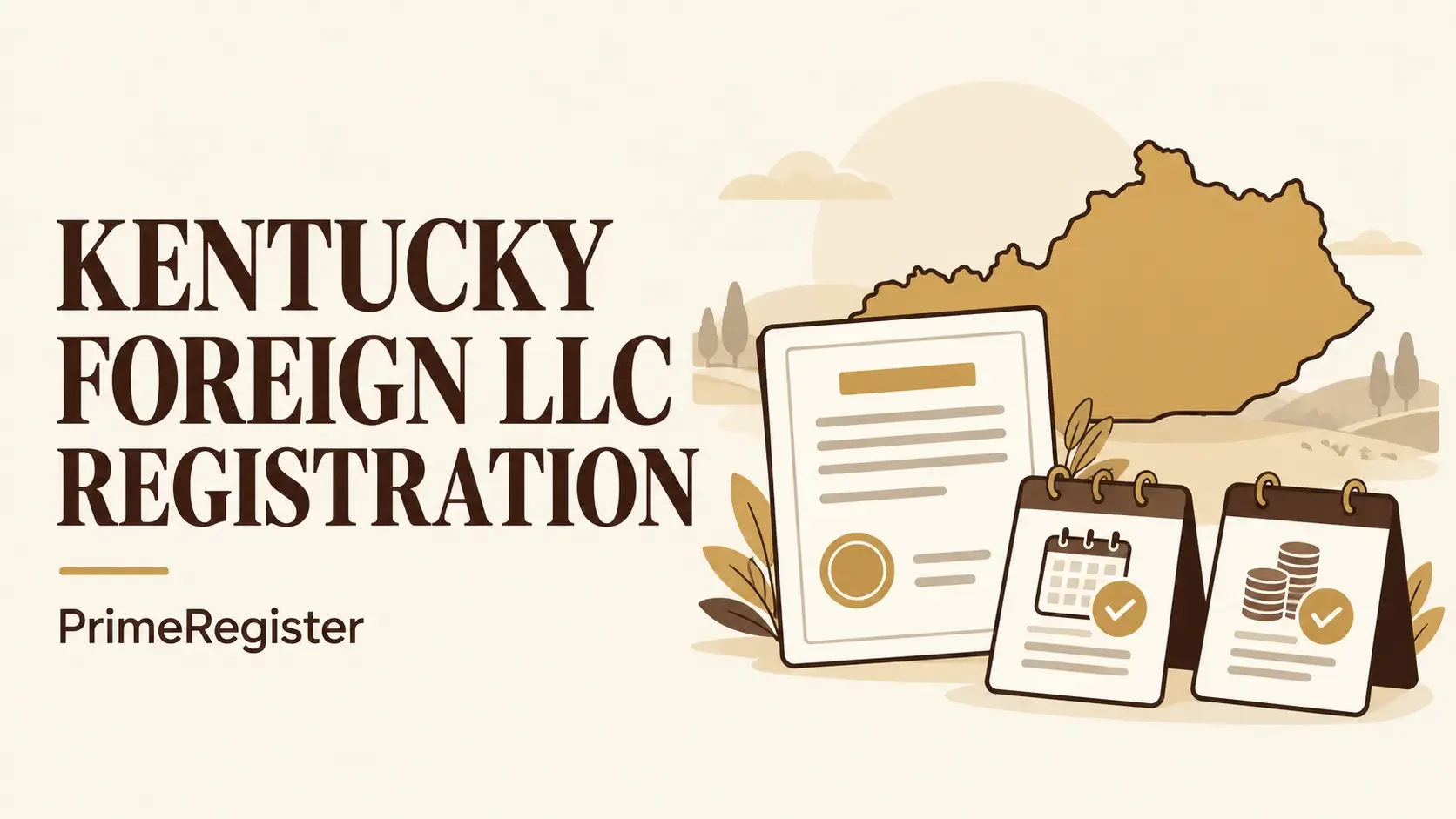 A Kentucky outline with an authority certificate and separate annual-report and tax reminders.