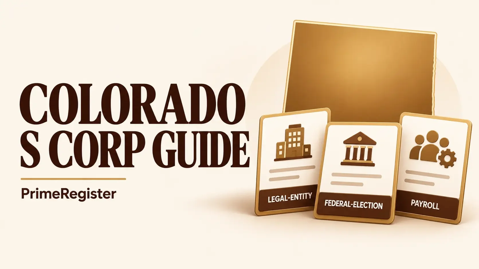 A Colorado outline with separate legal-entity, federal-election and payroll cards.