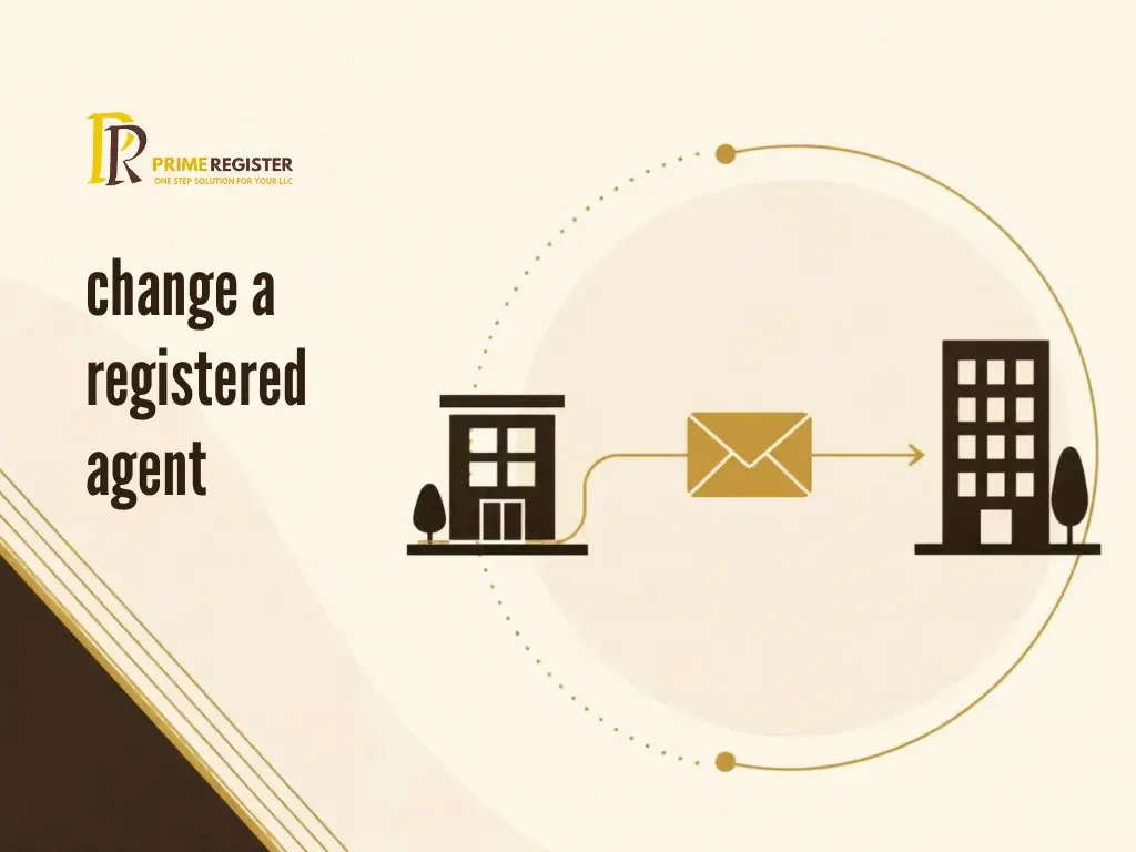 An envelope moving between two office icons with a continuous gold connector.